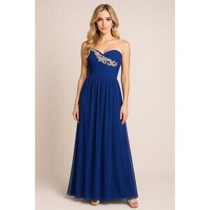 Blue Strapless Sequined Blondie Nites Dress - Size 7
